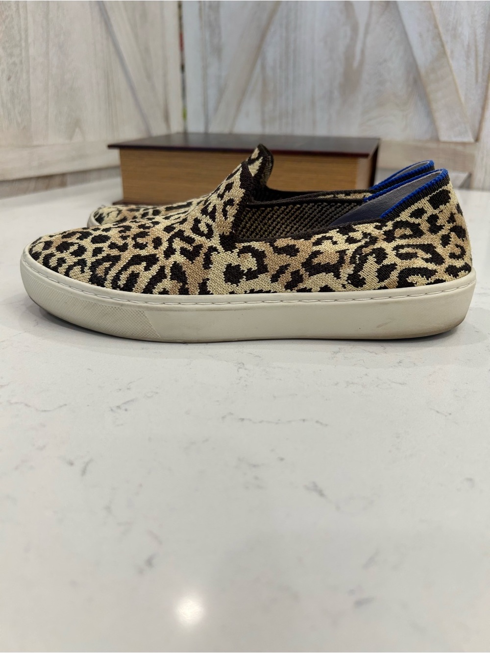 Rothy's Leopard Print Slip-On Sneakers - Beige & Black - Picture 4 of 7
